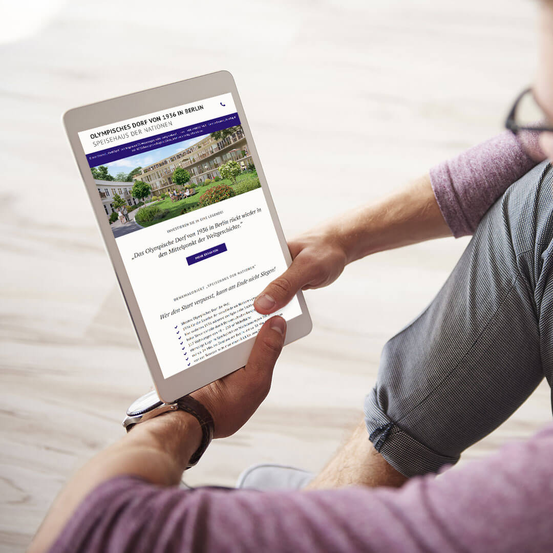 Interaktive Landingpage mit Kontaktformular für Immobilienmarketing